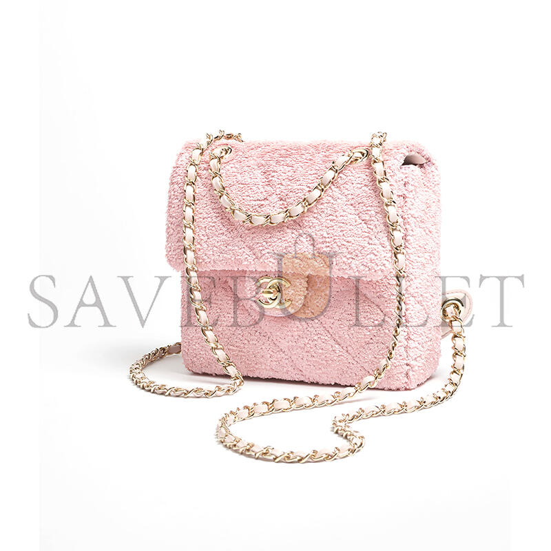 Ch**el quilted sequins & gold-tone metal pink backpack as5711 (21*17*7cm)